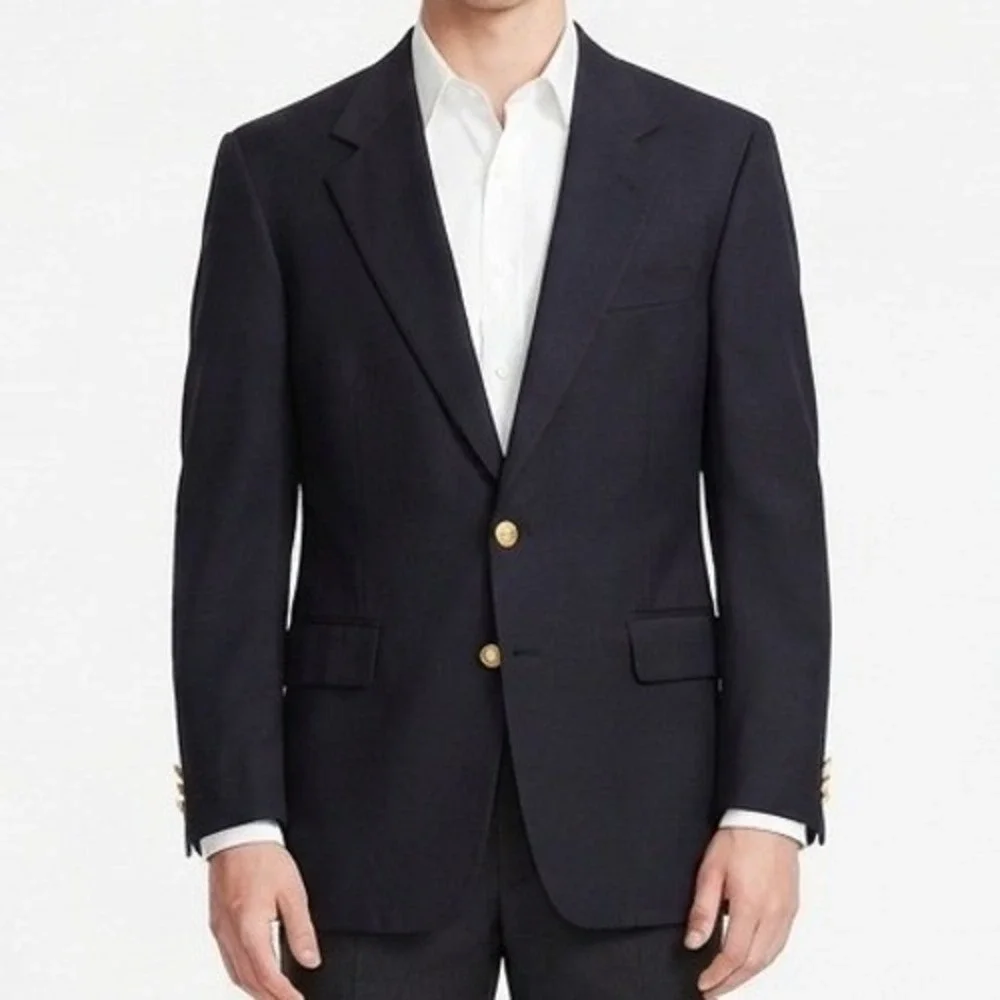 Botany 500 Suit Mens 42 Navy Blue Gold Button Sport Coat Made in USA